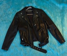 ALLSAINTS Giacca Uomo Nera Biker Pelle Morbida Cintura Zip/Fibbia Foderata Taglia M Leather Abbigliamento Uomo price