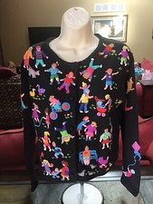 Michael Simon raro maglione donna nero taglia M bambini che giocano nel parco usato in ottime condizioni Cardigan Bebè price