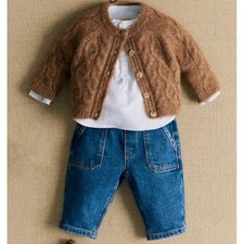 Cardigan Petit Sezane Orion bambini 6M marrone usato in ottime condizioni lana di alpaca maglione a maglia con cavi Cardigan Bebè price