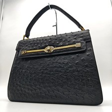 Borsa a mano BALLY pelle di struzzo logo B formale nera patta tronchetto rara donna Borsa a tracolla donna price