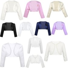 Cardigan spalle scoperte bolero raso maniche lunghe bambina festa matrimonio vestito copricostume Bolero Ragazza price