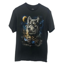 T-shirt grafica lupo L nera animal art naturecore dark fantasy streetwear Fantasy Wear Uomo price