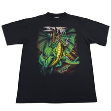 Camicia Vintage Dragon Kingdom Fantasy Arte Medievale Nera Anni 90 Brazos Abbigliamento Sportivo XL Fantasy Wear Uomo price