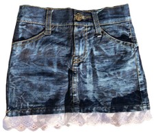Ragazza Bambini Volant Sbiancato Denim Jeans Mini Gonna S 104 M 110 L 116 XL 122 Jeans / Denim Gonna Ragazza price