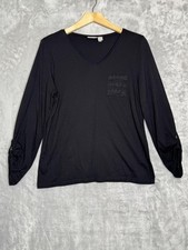 Camicia Chico's donna M nera scollo a V pizzo tasca manica 3/4 maglia elasticizzata Jersey Donna price