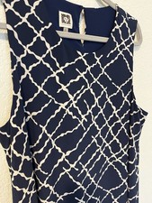 Abito Anne Klein donna XL blu senza maniche elasticizzato maglia geometrica classico Jersey Donna price