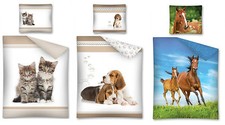 COPRIPIUMINO COPRILETTO ANIMALI CANI- GATTI-CAVALLI SET DUE PEZZI COTONE 140X200 Copriletto e set copriletto price