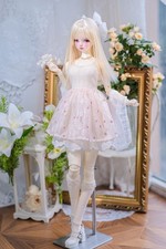 Abito corto 1/6 1/4 1/3 bianco con ferretto + sottoveste + scialle + cappello di paglia vestibilità BJD Petticoat price
