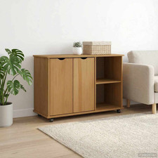 Armadio a rotelle marrone miele pino massello 100x39x65,5 cm 4 ripostigli su ruote mobile Cucina Cabinet / Mobili price