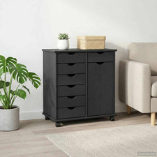 Armadio a rotelle grigio 63,5x39x65,5 cm pino massello 7 cassetti organizer mobile portaoggetti Cucina Cabinet / Mobili price