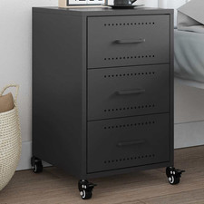 Comodino Nero Acciaio Laminato a Freddo 36x39x59 cm 3 Cassetti Mobile Compatto Slim Cucina Cabinet / Mobili price