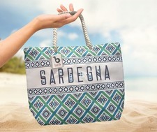 Borsa Mare Donna Sardegna Lux Fantasia Geometrica con Manici in Corda Borsa mare donna price