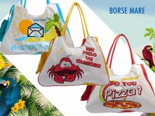 BORSA MARE TRACOLLA DONNA TELA SPIAGGIA FANTASIA GRANCHIO PIZZA POCHETTE Borsa mare donna price