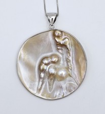 Grande collana vintage 2,5" doppia faccia mabe blister perle pendente sterling 925 Pearl Collana price