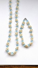Set Bracciale Collana Argento Sterling 925 Semi Perla Vetro Acqua Pearl Collana price