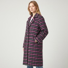Cappotto lungo AVEC LES FILLES rosa grigio a quadri Walker doppiopetto lana piccolo usato in ottime condizioni Overcoat Ragazza price