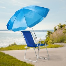 NUOVA Sedia da Spiaggia Pieghevole, Sedia da Campeggio Portatile Leggera con Ombrellone, Blu Portable Alto Sedia price