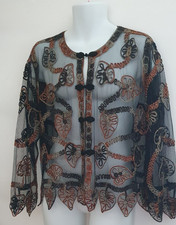 Giacca bolero maglia trasparente ricamata look metallizzato taglia L/XL nero fata boho Bolero price