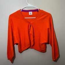 Cardigan bolero cropped arancione Cabi maglione viola orlo maglia spalle scoperte taglia M Bolero price