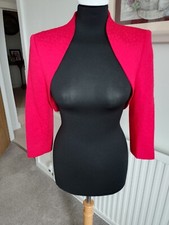 GIACCA BOLERO PLANET RED IN TESSUTO TESTURIZZATO E FODERATO-INDOSSATA DUE VOLTE-MANICHE 3/4-UK 8 Bolero price