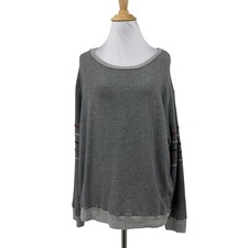 Felpa Sundry donna 2 grigia relaxed manica lunga manica righe pullover elasticizzato Arm Sleeves Donna price