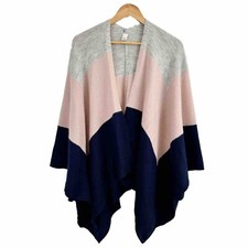Poncho avvolgente maglia mantello maglione colore blocco braccia fori O/S Arm Sleeves Donna price