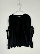 Camicia Entro blusa piccola nera velluto manica aperta fiocchi cravatte manica lunga Arm Sleeves Donna price
