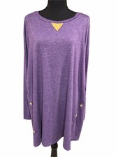 Tunica donna 24W lavanda maniche lunghe top braccia toppe bottoni accenti Arm Sleeves Donna price