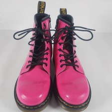Stivali Dr Martens Youth 2 Delaney Caviglia Combat AW004 Rosa Pelle Verniciata Stringati Booties Ragazza price