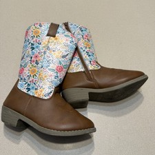 Stivali Kensie bambina bambino 13 marroni floreali zip laterale usati in ottime condizioni country concerto western Booties Ragazza price