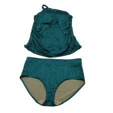 Costume da bagno Swim By Cacique verde smeraldo metallizzato 2 pezzi Tankini fondo vita alta Tankini price