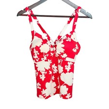 Costume da bagno Lands End Tankini Top 10A rosso bianco floreale ibisco incrociato schiena scollo a V Tankini price