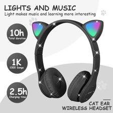 CUFFIE GATTO BLUETOOTH PER BAMBINI MUSICA TV GAMING PS5 WIRELESS SENZA FILI LED Cuffie Bambini price
