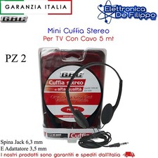 2 Pezzi Cuffie Per TV Con Cavo Da 5 mt Idoneo Per Anziani / Bambini Cuffie Bambini price