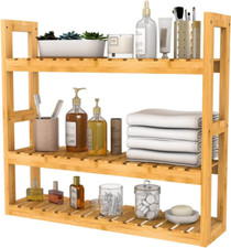 Mensola Bagno Bambù 3 Livelli Montaggio a Parete Portaoggetti Multifunzione Regolabile Drawer Mensola price