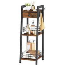 Gewudraw Scaffale a Scala Stretta a 3 Livelli con Cassetto, Stretto a 3 Livelli, Marrone Rustico Drawer Mensola price