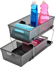 Organizer Sotto Armadio 2 Livelli Cassetto Scorrevole Salvaspazio Scaffale Portaoggetti Grigio Drawer Mensola price