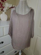 Top tunica kimono Dolce Ragazza made in Italy tortora 100% seta chiffon paillettes tg.L Tunic Ragazza price