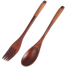 Cucchiaio in Legno con Forchetta Posate Portatile Pratiche Stoviglie per Casa Uso Quotidiano Practical Cucina Utensili price