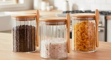 Contenitore Conservazione Alimenti con Cucchiai Barattolo Ermetico per Pernottamento Avena Sale Zucchero Contenitori Containers price