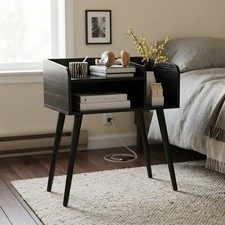 Sofisticato comodino in legno per camera da letto - ripiani aperti e bordi di sicurezza Ufficio Nightstand price