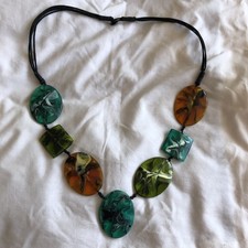 Costume dichiarazione donna arancione verde marmorizzato resina elegante collana casual Collana smart price