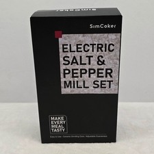 SimCoker Set Mulino Elettrico Sale e Pepe Regolabile Grossezza Argento NUOVO Salt price