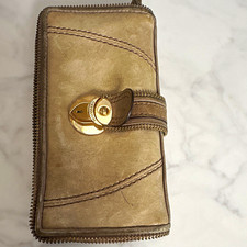 Portafoglio donna B. Makowsky beige tinta unita con zip, slot per carte di credito, logo Portafoglio donna price