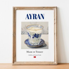 Stampa piastrelle Ayran Maiolica | Poster bevande yogurt turco | Decorazione cucina e bar Ayran price