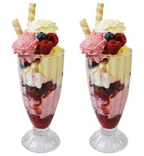Knickerbocker Glory Sundae Bicchieri Dessert Confezione da 2 Milkshake Gelato Soda Traditional Beverages price