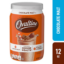 Ovaltine Cioccolato Malto in Polvere Bevanda Mix per Latte Caldo e Freddo Bidone 12 oz Cold Powdered Drinks price