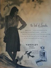 1945 Yarldey inglese profumo lavanda e sapone donna con macchina fotografica stampa autunno pubblicità Camera Fragrance price