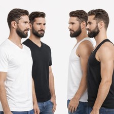 3 maglie intime COTONE ELASTICIZZATO girocollo, scollo V, canotta Nottingham-Man Canotte / Maglie Intime Uomo price