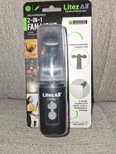 Litez All 2 in 1 Ventilatore Luce con Cordino Batteria Ricaricabile Inclusa Nero NUOVO Flashlight price